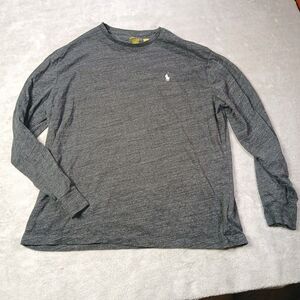 Polo Ralph Lauren Mens L Gray Crewneck T-Shirt Long Sleeve White Pony Logo Tee
